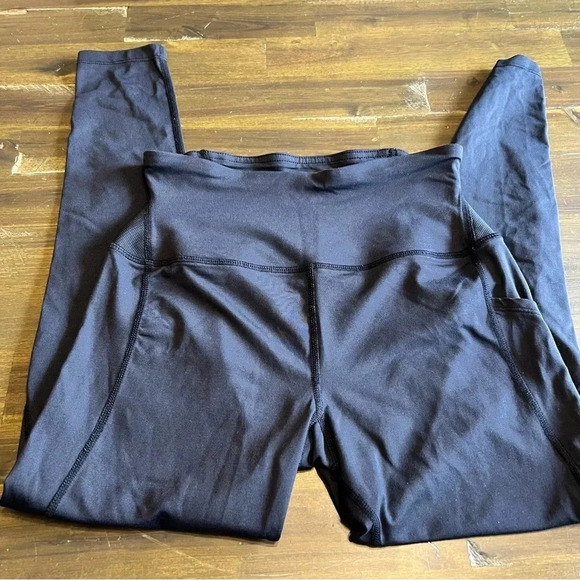 Tommie Copper Lower Back Support Leggings 7/8 Black S Small Mesh High Waisted - Picture 3 of 10